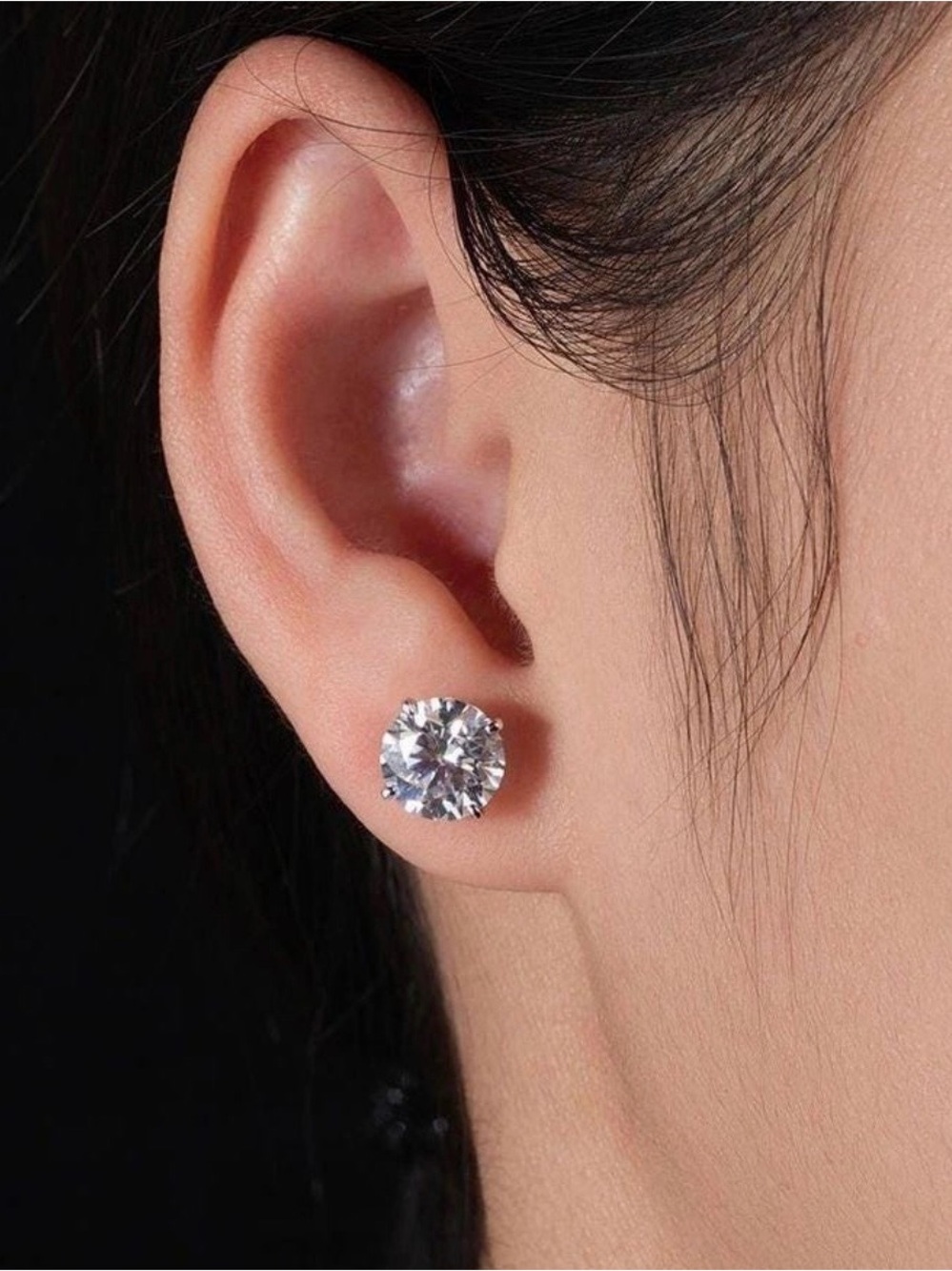 4CTW Moissanite Sterling Silver Martini Setting Stud Earrings